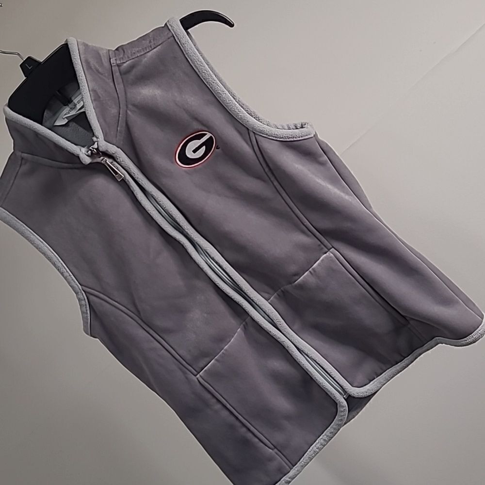 Level wear GA bulldog 100% poly velour gray vest sz S/P